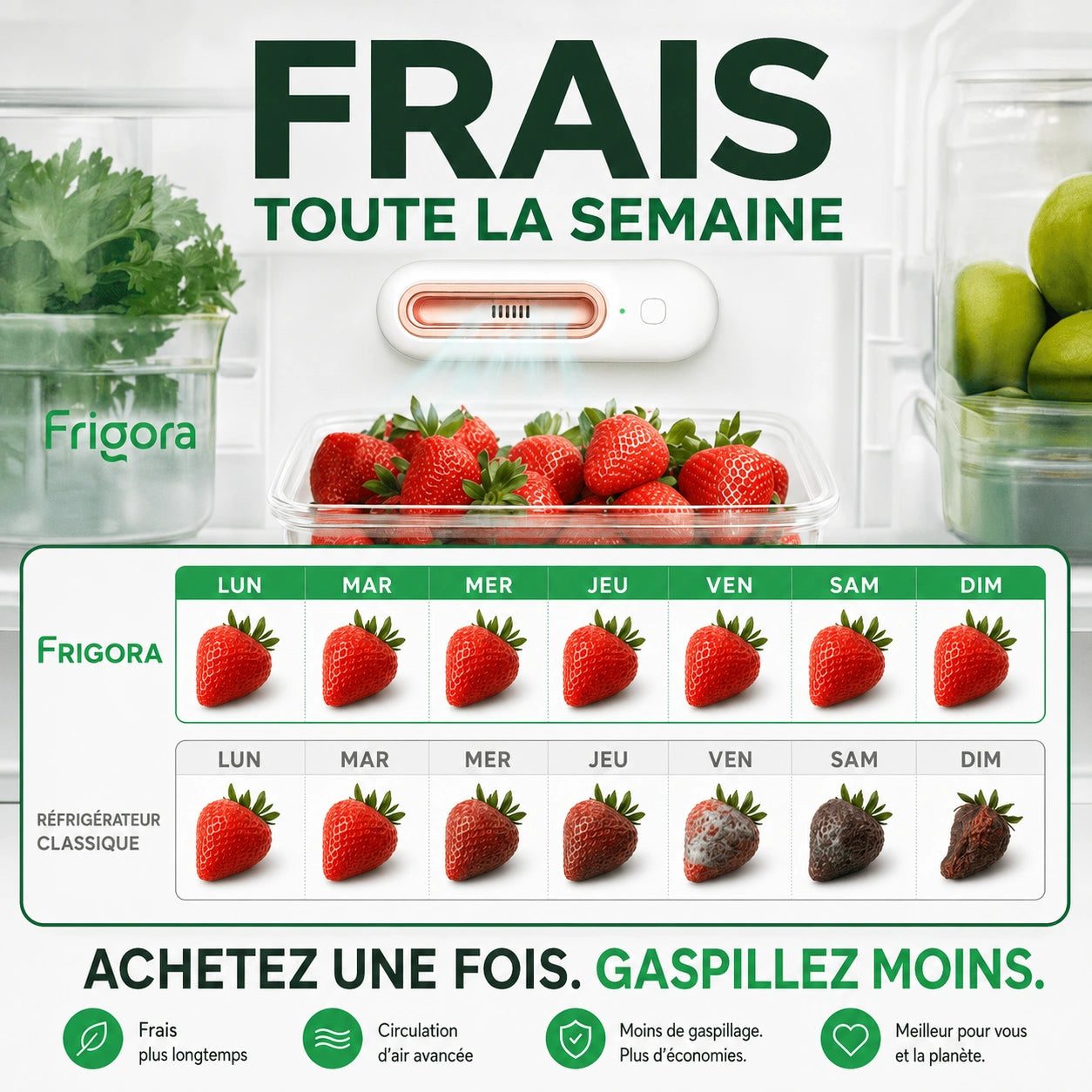 Frigora™ – Gardez vos aliments frais 4x plus longtemps
